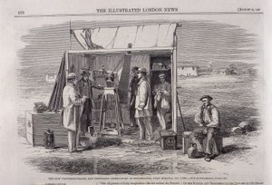 El heliógrafo de Kew siendo usado en una expedición para ver un eclipse en España, 1860 de Unbekannt