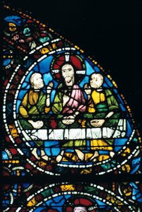 La última cena, vidriera, Catedral de Chartres, Francia, 1194-1260 de Unbekannt