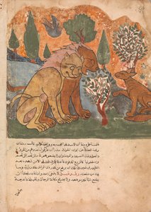 El Rey León, Con su Madre, Recibe a Dimna, Folio de un Kalila wa Dimna de Unbekannt