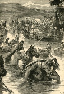 Los macedonios cruzando el Jaxartes, 1890 de Unbekannt