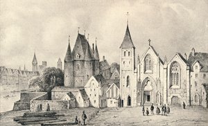 La Maison du Lieutenant y la Iglesia de St Landry en 1540, 1915 de Unbekannt