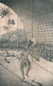 El rey Mangbattu Munsa baila ante sus esposas y guerreros, c1870, 1903 de Unbekannt