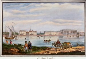 El Palacio de Mármol y el Malecón del Neva, San Petersburgo, Rusia, 1822 de Unbekannt