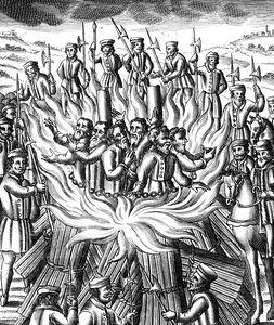 El martirio de seis hombres en Brainford, 1558 de Unbekannt