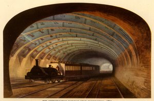 El ferrocarril metropolitano cerca de Paddington, 1863, 1945 de Unbekannt