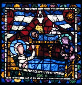 La Natividad, vidriera, Catedral de Chartres, Francia, 1194-1260 de Unbekannt