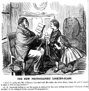 El nuevo espejo fotográfico, caricatura de Punch, prueba diaria de los orígenes del hombre, 1861 de Unbekannt