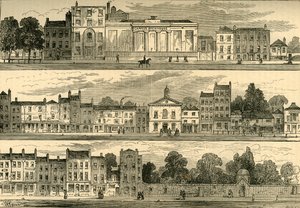 El lado norte de Knightsbridge en 1820, desde la Cannon Brewery hasta Hyde Park Corner, c. 1876 de Unbekannt