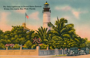 El único faro en Estados Unidos completamente dentro de los límites de la ciudad, Key West, Florida, c. 1940s de Unbekannt
