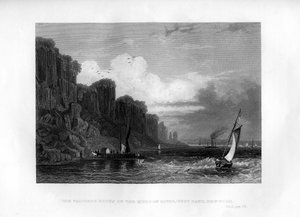 Las rocas de Palisade en el río Hudson, orilla oeste, Nueva York, 1855 de Unbekannt