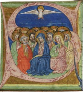 El Pentecostés. Inicial S de un manuscrito Gradual, ca. 1430 de Unbekannt
