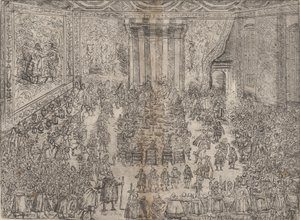La Comida Princely Die Fürstliche Mahlzeit, de una serie que representa la boda de Wolfga..., 1614 de Unbekannt