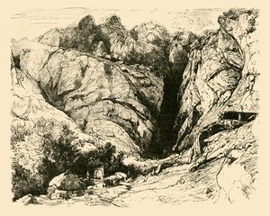El barranco en Delfos, escena del rechazo de los galos, 1890 de Unbekannt