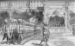 La revista en El Cairo: Desfile de los Beloochees, c1880