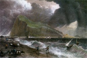 La Roca de Gibraltar, vista desde el lado de la bahía, siglo XX de Unbekannt