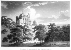 El Real Observatorio de Greenwich, Casa Flamsteed, Parque de Greenwich, Londres, c1820