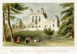 El Real Observatorio de Greenwich, Casa Flamsteed, Parque de Greenwich, Londres, c. 1835