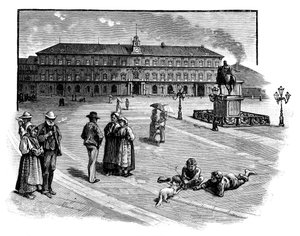El Palacio Real, Nápoles, Italia, c. 1888 de Unbekannt