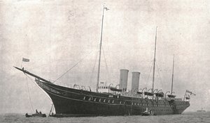 El yate real saliendo de Cowes, Isla de Wight, 6 de agosto de 1902 de Unbekannt