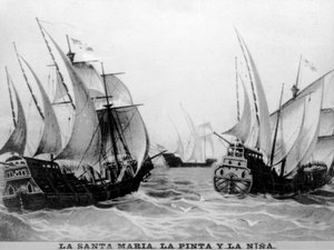 La Santa María, la Pinta y la Niña, siglo XV, 1920s de Unbekannt