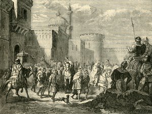 Los sarracenos abandonan Narbona, restaurada a los francos, 737 d.C., 1890 de Unbekannt