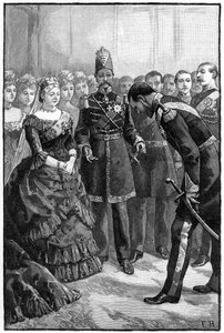 El Shah de Persia presentando su traje a la Reina Victoria en Windsor, mediados-finales del siglo XIX de Unbekannt