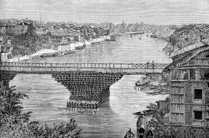El Puente Srinagar sobre el río Jhelum, Pakistán, 1895 de Unbekannt