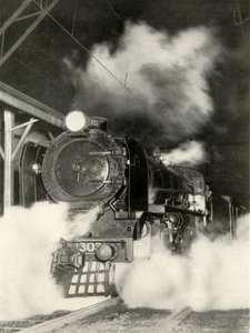 El Sydney Limited saliendo de la estación Spencer Street, Melbourne, a las 6 p.m, 1935-36 de Unbekannt