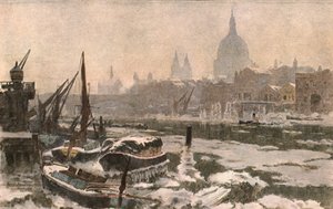 El Támesis: Un invierno severo, c1900 de Unbekannt