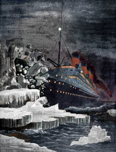 El Titanic chocando con un iceberg, 1912 de Unbekannt
