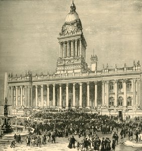 El Ayuntamiento: Una actuación de banda al aire libre, 1898 de Unbekannt