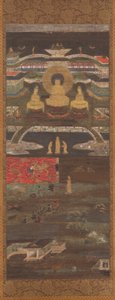 El camino blanco al paraíso occidental a través de dos ríos Niga Byakudo, 1200s de Unbekannt
