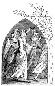 Las Vírgenes Prudentes yendo a encontrar al novio, sus lámparas brillando, 1883 de Unbekannt