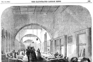 El hospital de barracas en Scutari durante la Guerra de Crimea, 1854 de Unbekannt