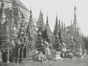 La base de la Gran Pagoda, Rangún, Birmania, 1895 de Unbekannt