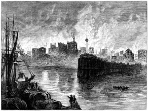 El incendio de Chicago, Illinois, EE.UU., 1871 c1880 de Unbekannt
