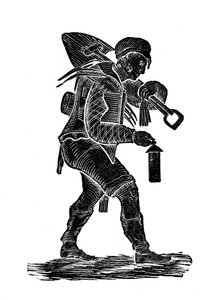El minero cargando sus herramientas y su lámpara de seguridad, 1890