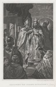 La coronación de Balduino I en Navidad de 1100, siglo XIX de Unbekannt