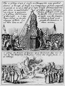 La destrucción de la Cruz de Cheapside y la quema del Libro de Deportes, mayo de 1643 de Unbekannt