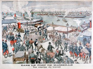 El fin de la huelga de los trabajadores portuarios en Marsella, Francia de Unbekannt