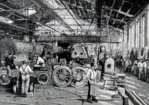 El taller de montaje de Baldwin Locomotive Works
