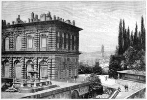 La fachada del Ammanati, Palacio Pitti, Florencia, Italia, 1882