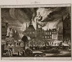 El incendio en el antiguo ayuntamiento de Ámsterdam, Holanda, 7 de julio de 1652 de Unbekannt