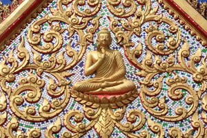 El primer sermón de Buda después de alcanzar la Iluminación. Templo Wat Si Sou Mang Karam. Vieng Vang. Laos de Unbekannt