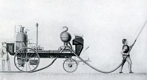 El primer camión de bomberos a vapor, c1830 de Unbekannt