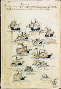 La flota de Pedro Álvarez Cabral en 1500. Del Livro das Armadas, ca. 1568