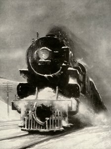 La furia de la ventisca no impresiona a esta locomotora mamut, 1935 de Unbekannt