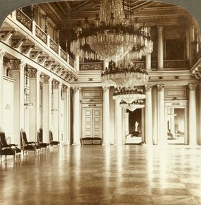 El gran salón de baile en el Palacio, Christiania, Noruega, c1905