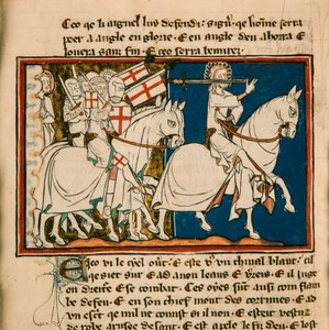 El gran rey en un caballo blanco. Miniatura de: Apocalipsis de San Juan, ca 1320