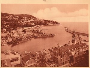 La entrada del puerto y Mont-Boron, Niza, 1930 de Unbekannt